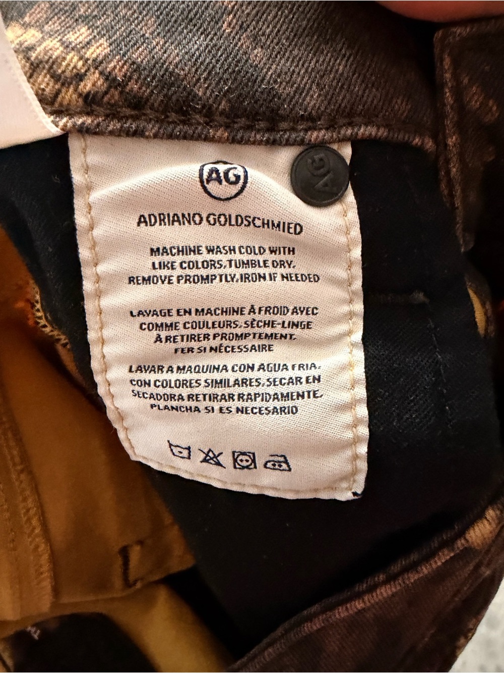 Ag Adriano Goldschmied Brown & Black Snake-Effect Jeans - Picture 5 of 6